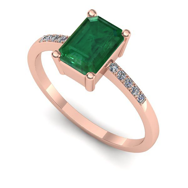 Inel de logodna din aur roz cu smarald