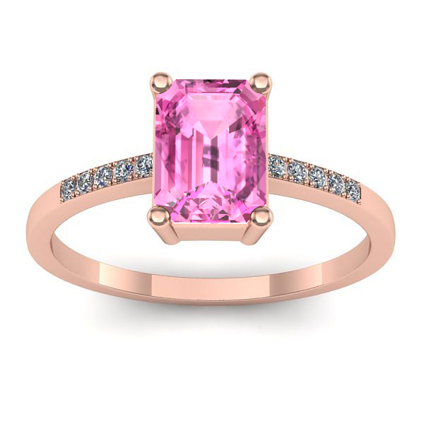 Inel logodna cu safir roz dreptunghiular