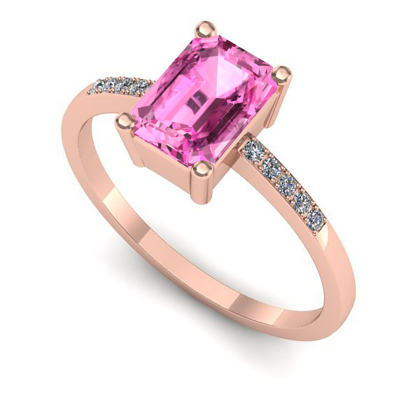 Inel logodna din aur roz cu safir roz