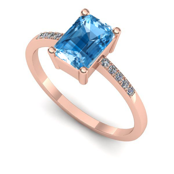 Inel logodna din aur roz cu topaz blue