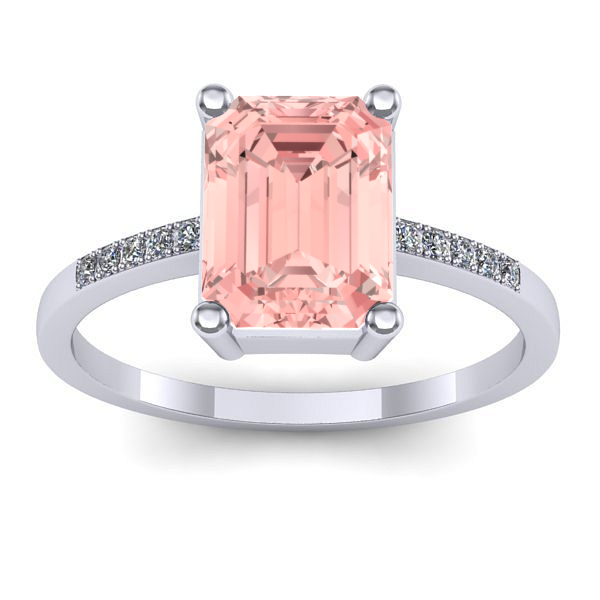 Inel de logodna cu diamant de laborator roz dreptunghiular