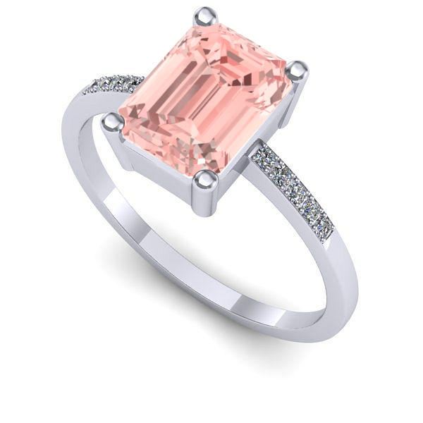 Inel logodna din aur alb cu diamant de laborator roz