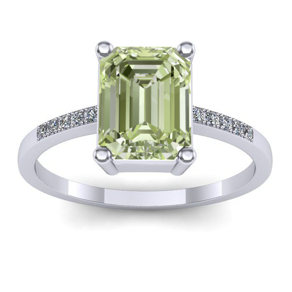 Inel cu diamant de laborator verde dreptunghiular