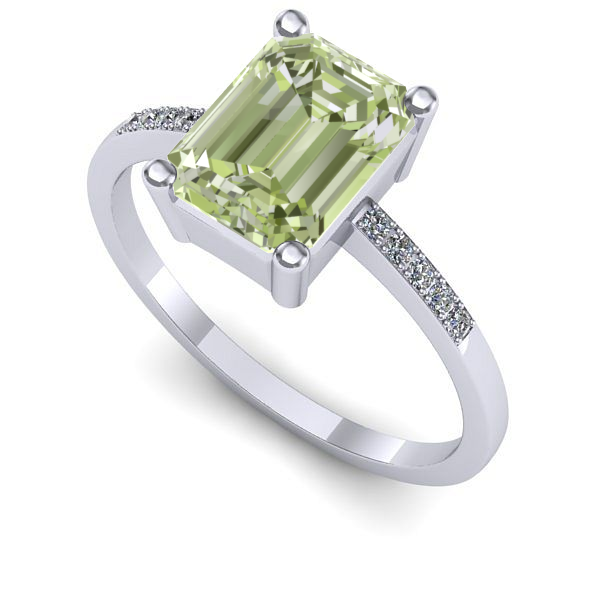 Inel din aur alb cu diamant de laborator verde