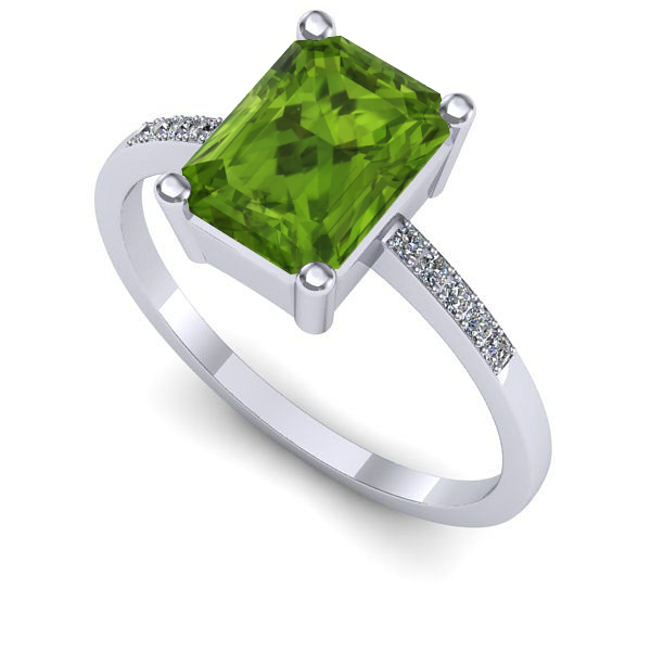 Inel de logodna din aur alb cu peridot