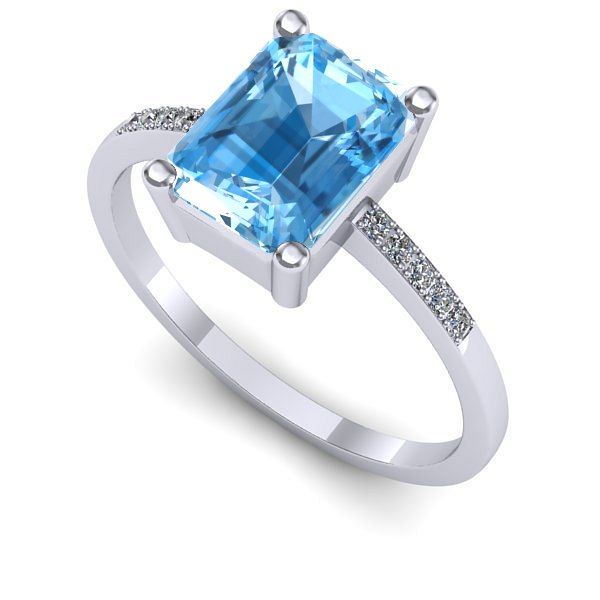 Inel de logodna din aur alb cu topaz blue