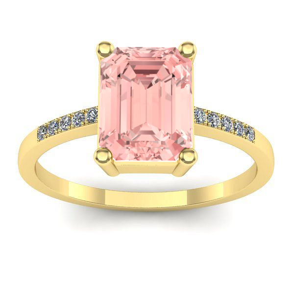 Inel logodna cu diamant de laborator roz dreptunghiular