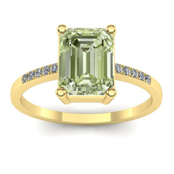 Inel logodna cu diamant de laborator verde dreptunghiular