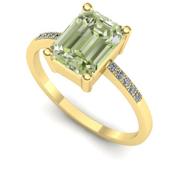 Inel de logodna din aur galben cu diamant de laborator verde