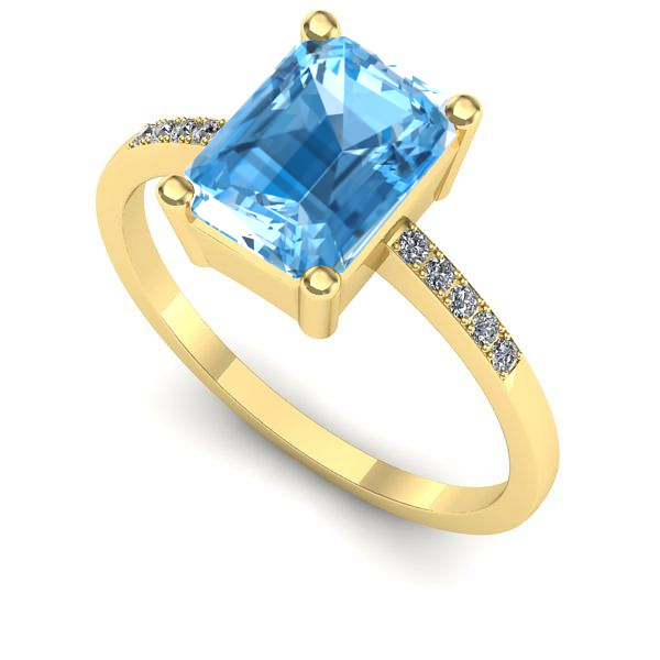 Inel logodna din aur galben cu topaz blue