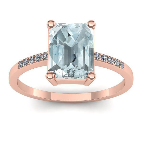 Inel cu aquamarin dreptunghiular