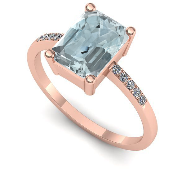 Inel din aur roz cu aquamarin