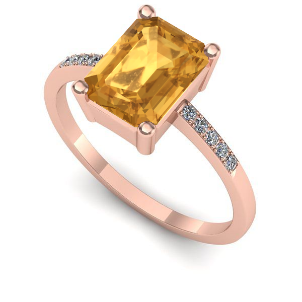 Inel logodna din aur roz cu citrin