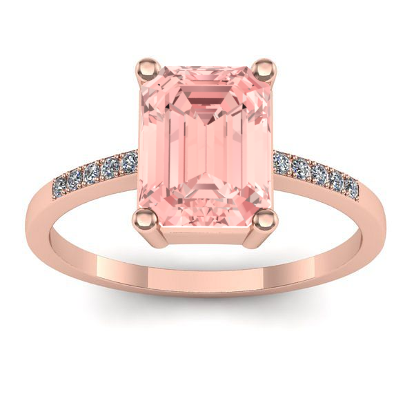 Inel cu diamant de laborator roz dreptunghiular