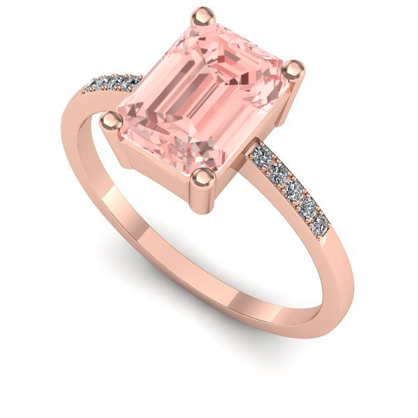 Inel de logodna din aur roz cu diamant de laborator roz