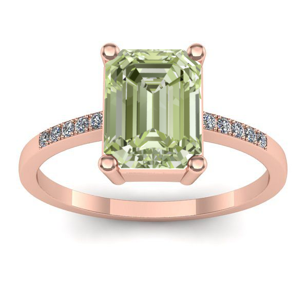 Inel logodna cu diamant de laborator verde dreptunghiular