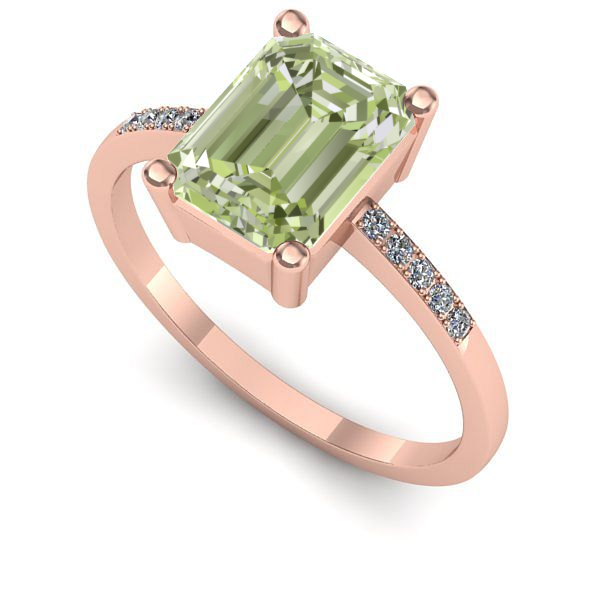 Inel logodna din aur roz cu diamant de laborator verde