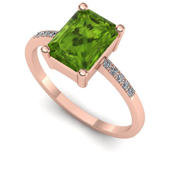 Inel de logodna din aur roz cu peridot