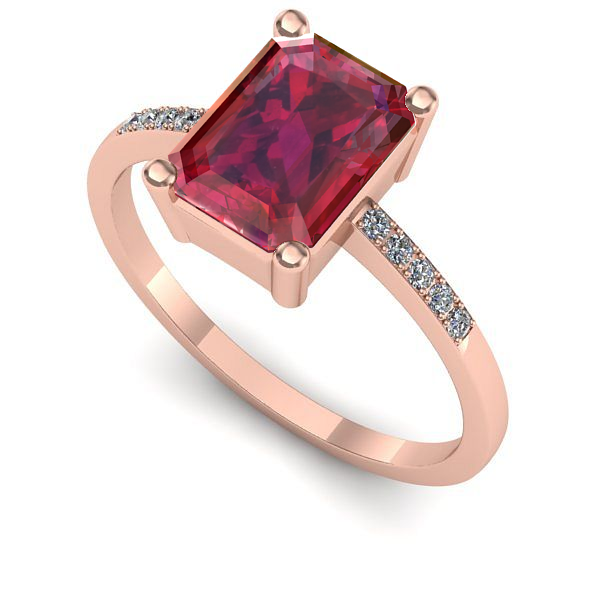 Inel de logodna din aur roz cu rubin