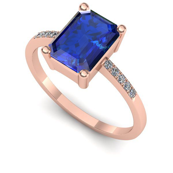 Inel logodna din aur roz cu safir