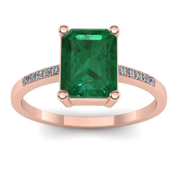 Inel logodna cu smarald dreptunghiular