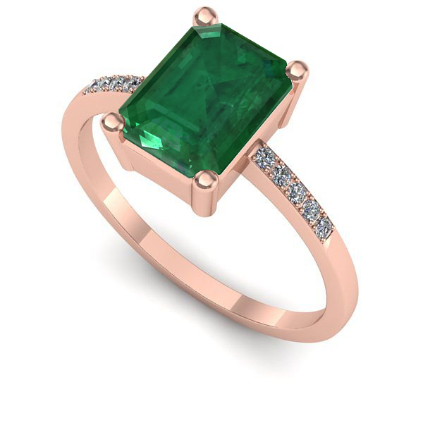Inel logodna din aur roz cu smarald
