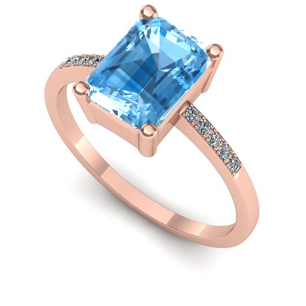 Inel din aur roz cu topaz blue