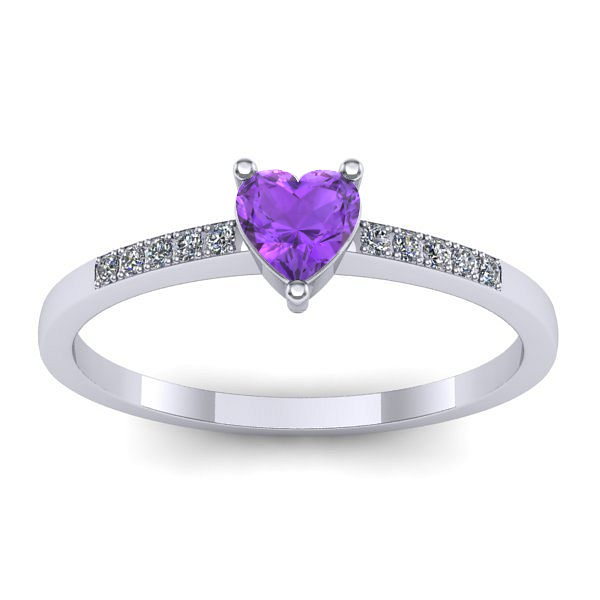Inel de logodna cu ametist inima