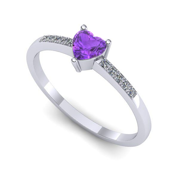 Inel din aur alb cu ametist