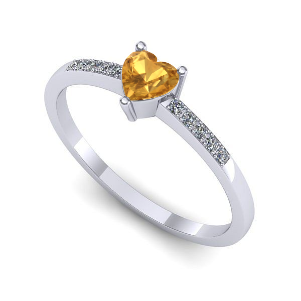 Inel de logodna din aur alb cu citrin