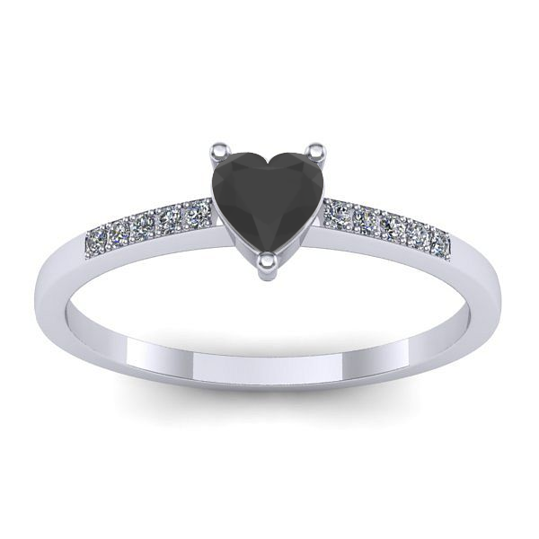 Inel cu diamant negru inima