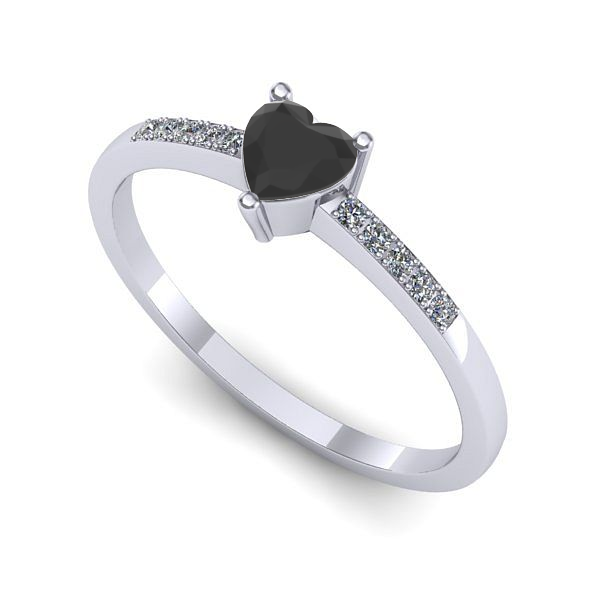 Inel de logodna din aur alb cu diamant negru