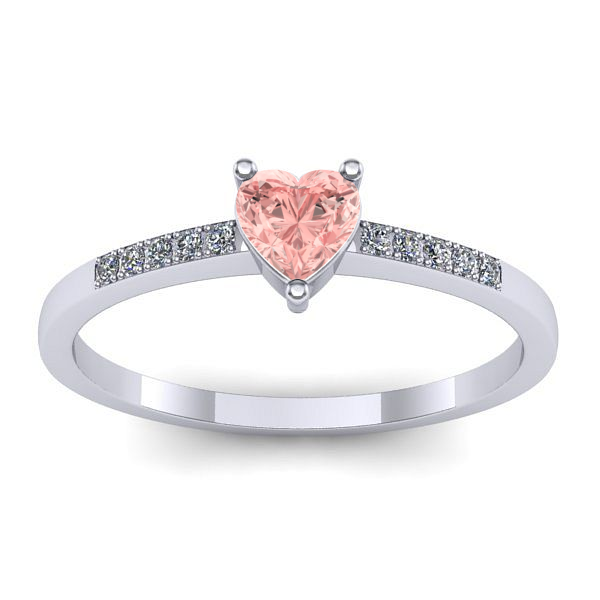 Inel de logodna cu diamant de laborator roz inima