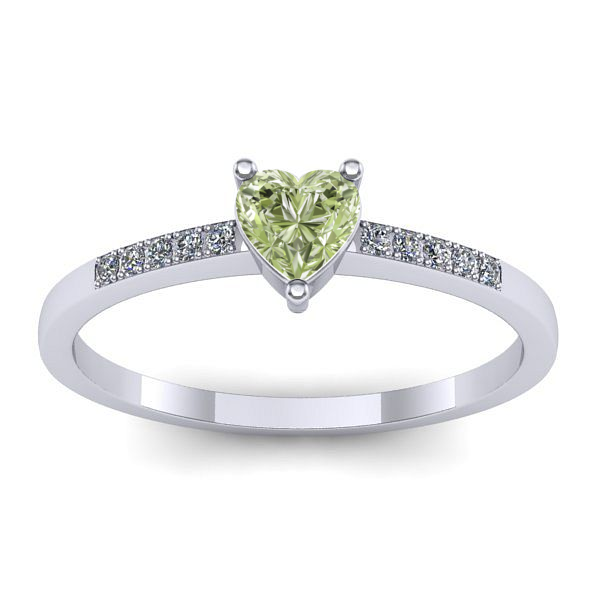 Inel de logodna cu diamant de laborator verde inima