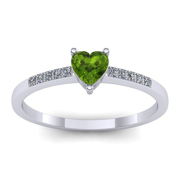 Inel logodna cu peridot inima