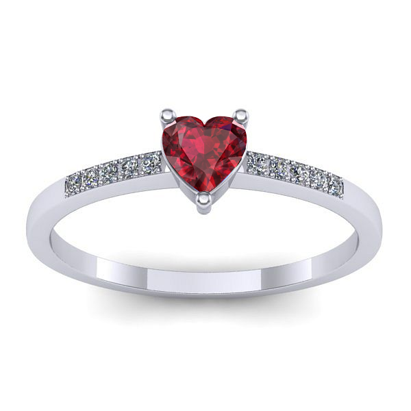 Inel logodna cu rubin inima