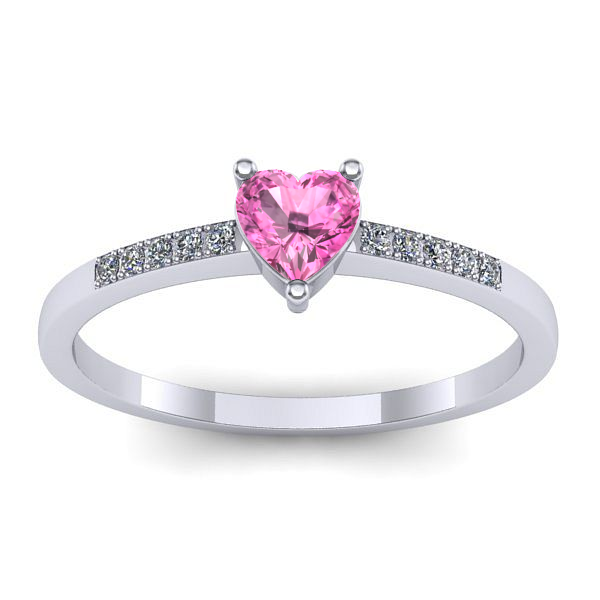 Inel cu safir roz inima