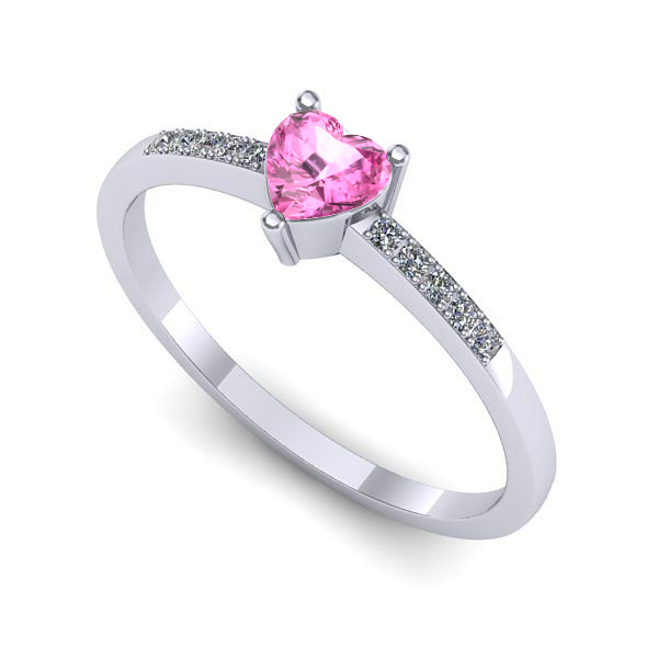 Inel din aur alb cu safir roz