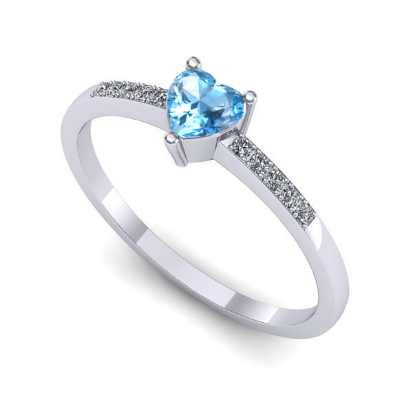 Inel logodna din aur alb cu topaz blue