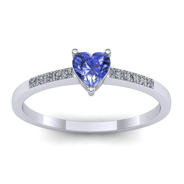 Inel cu tanzanit inima