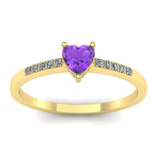 Inel cu ametist inima