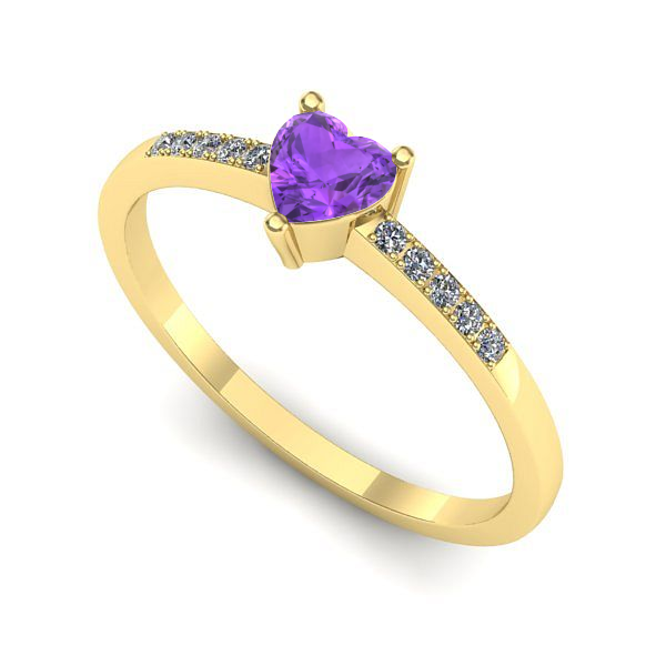Inel de logodna din aur galben cu ametist