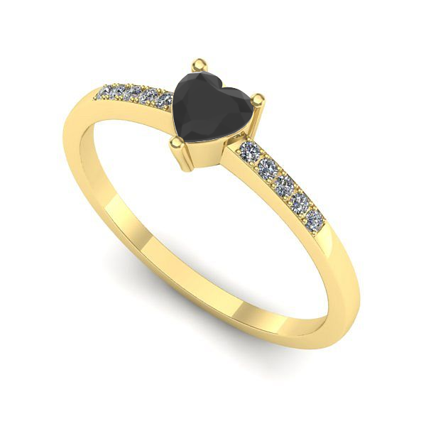 Inel de logodna din aur galben cu diamant negru