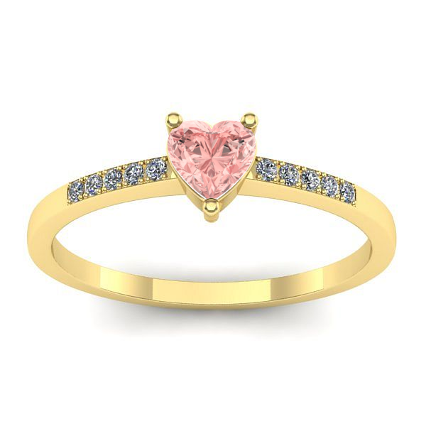 Inel de logodna cu diamant de laborator roz inima