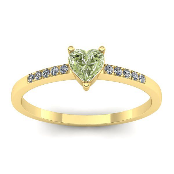 Inel de logodna cu diamant de laborator verde inima