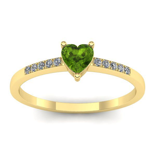 Inel de logodna cu peridot inima