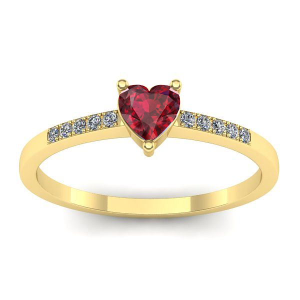 Inel de logodna cu rubin inima