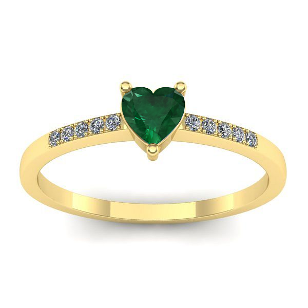 Inel de logodna cu smarald inima