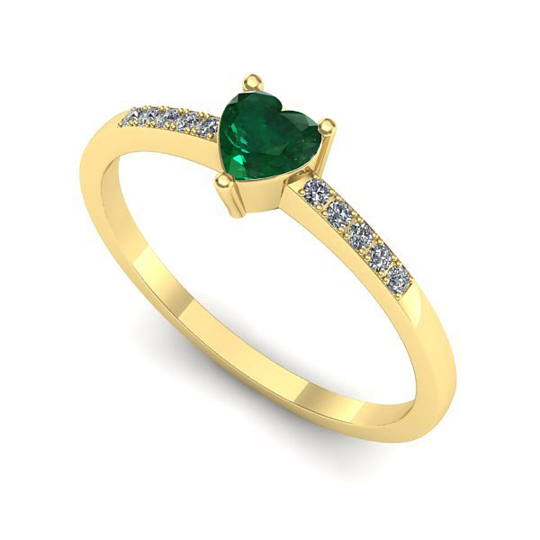 Inel logodna din aur galben cu smarald