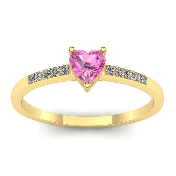 Inel logodna cu safir roz inima